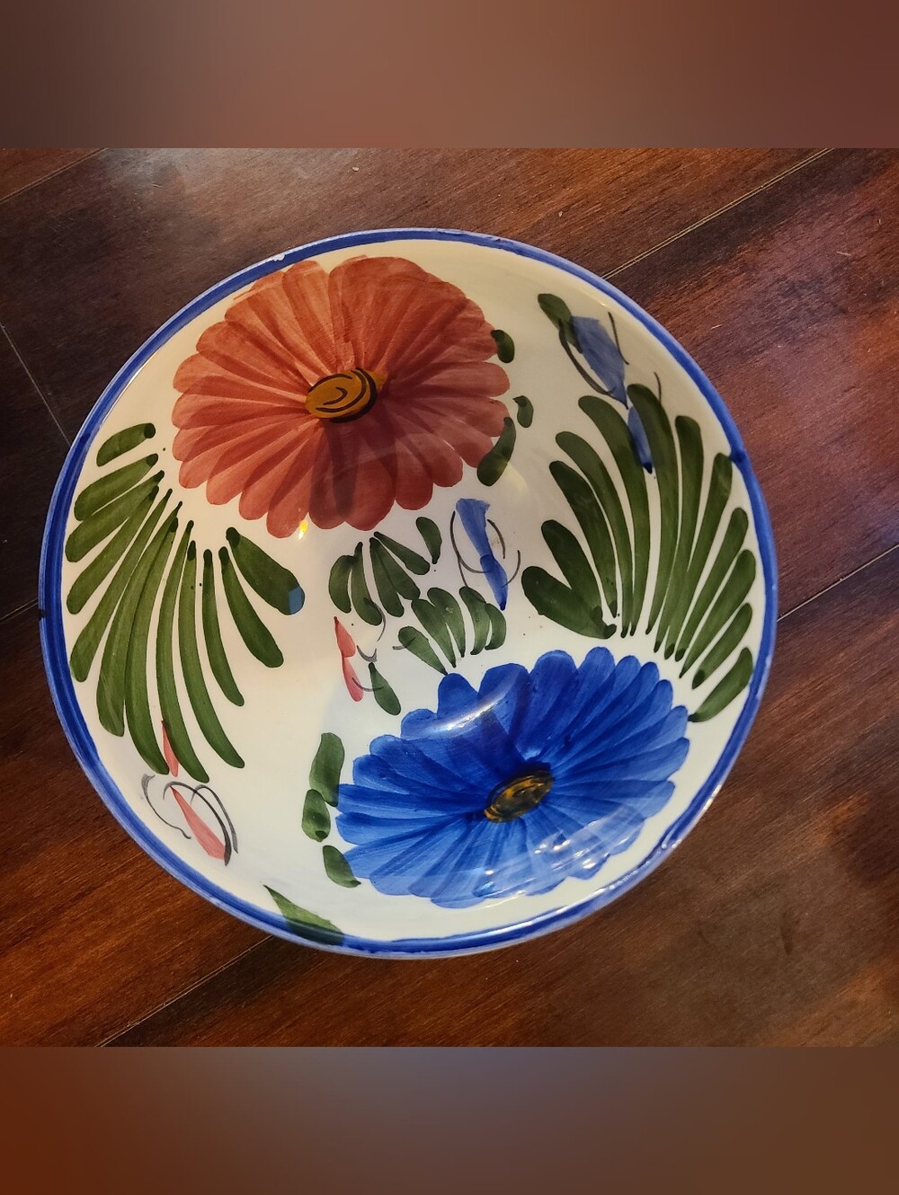 FINADUO A MANO ETRA 3L Hand Painted Floral Ceramic Bowl 8" Made in Spain